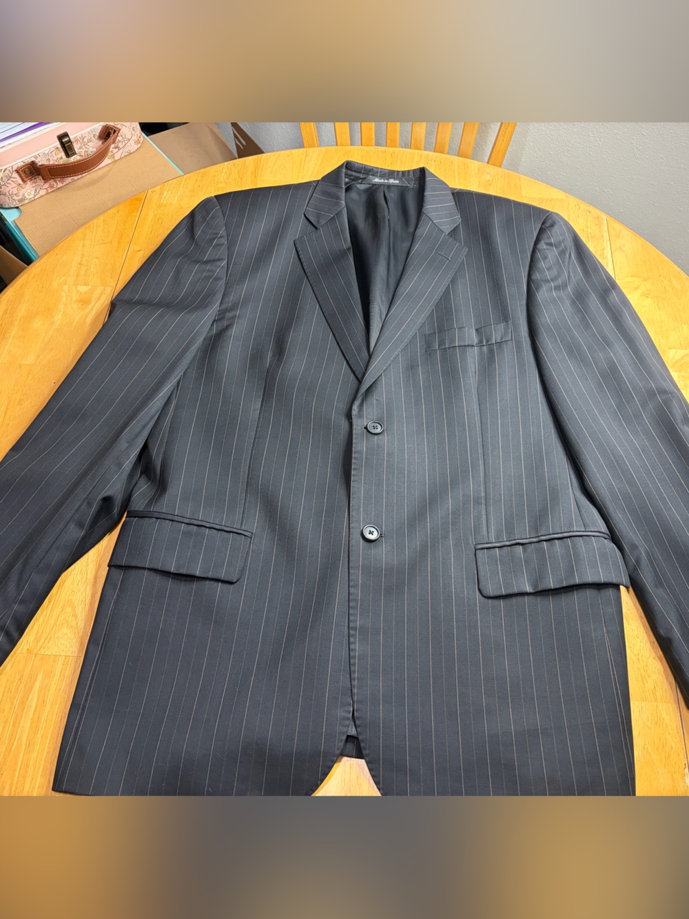Emilio Yuste Men's Pinstripe Two-Button Suit Black 35x32